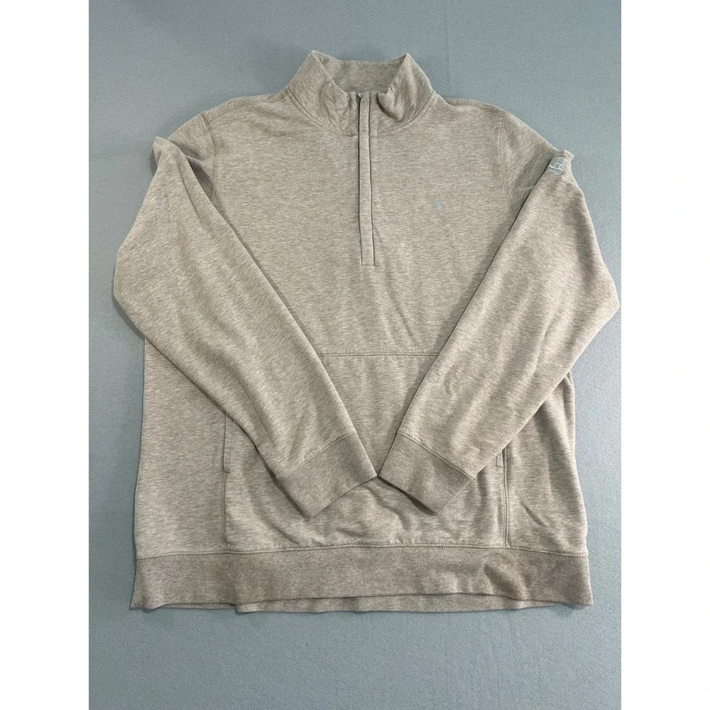 Criquet Quarter Zip Pullover Mens XL Tan Heathered Greenbrier Modal‎ Blend Soft